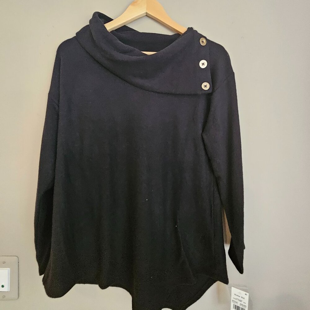 NEW Ruby Rd Black Cowl Neck Shirt w/Tag